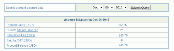 Affiliate Program Account Balance