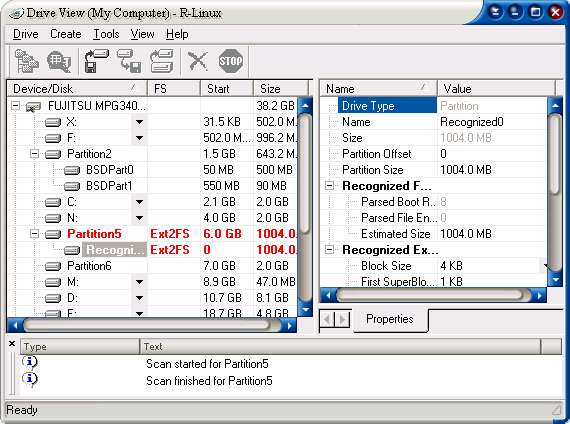 Screenshot of 1.0 R-Linux Data Recovery Utility .