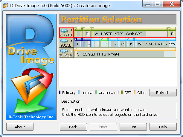 R-Drive Image Hard Disk Backup Software Screenshot