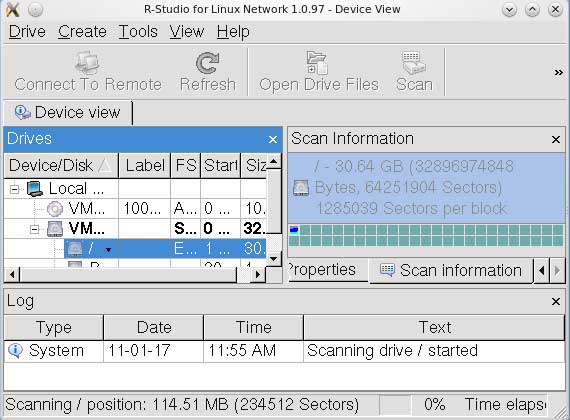 R-Studio for Linux screenshot: data recovery,data recovery software,Linux recovery,unformat,unerase,file recovery,file undelete,undelete,recover,recovery,restore,data recovery utility,easy recovery,undelete deleted files
