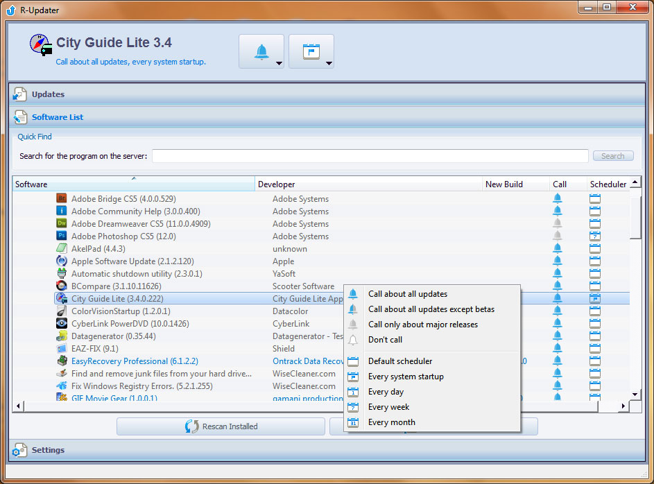 Software Updating: Screenshot #1