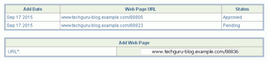 “添加 Web 页面”(Add Web Page) 页面